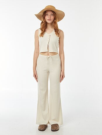 Pantalón ancho de punto ligero gofrado