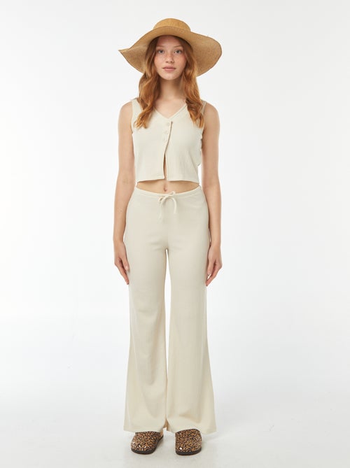 Pantalón ancho de punto ligero gofrado - Kiabi