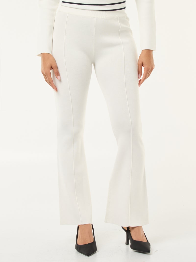 Pantalón ancho de punto liso Blanco - Kiabi