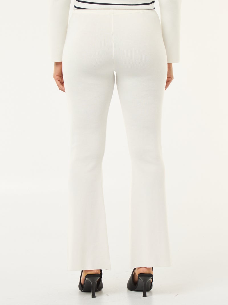 Pantalón ancho de punto liso Blanco - Kiabi
