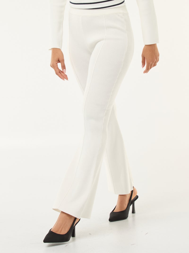 Pantalón ancho de punto liso Blanco - Kiabi
