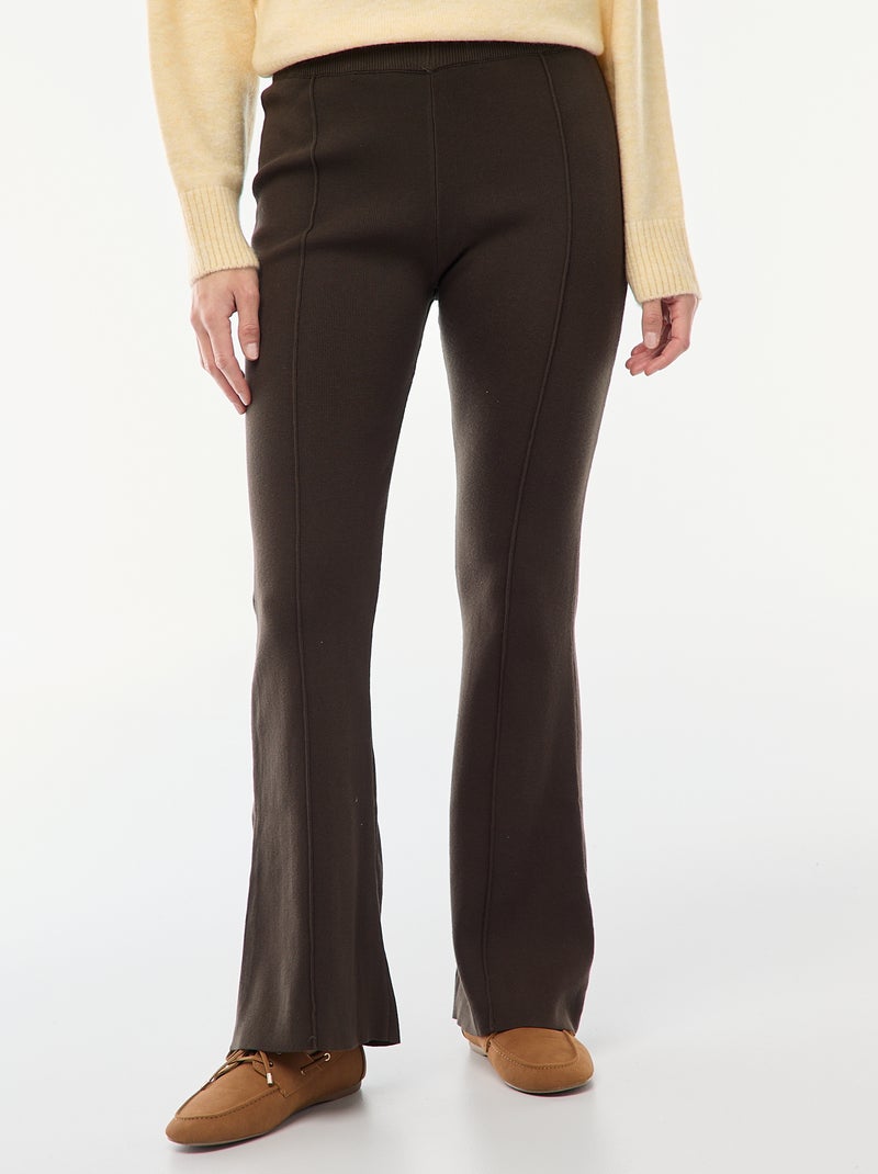Pantalón ancho de punto liso Negro - Kiabi
