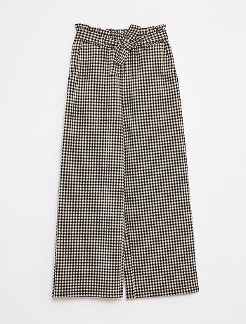 Pantalón ancho de punto milano con cinturón anudable