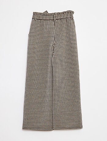 Pantalón ancho de punto milano con cinturón anudable