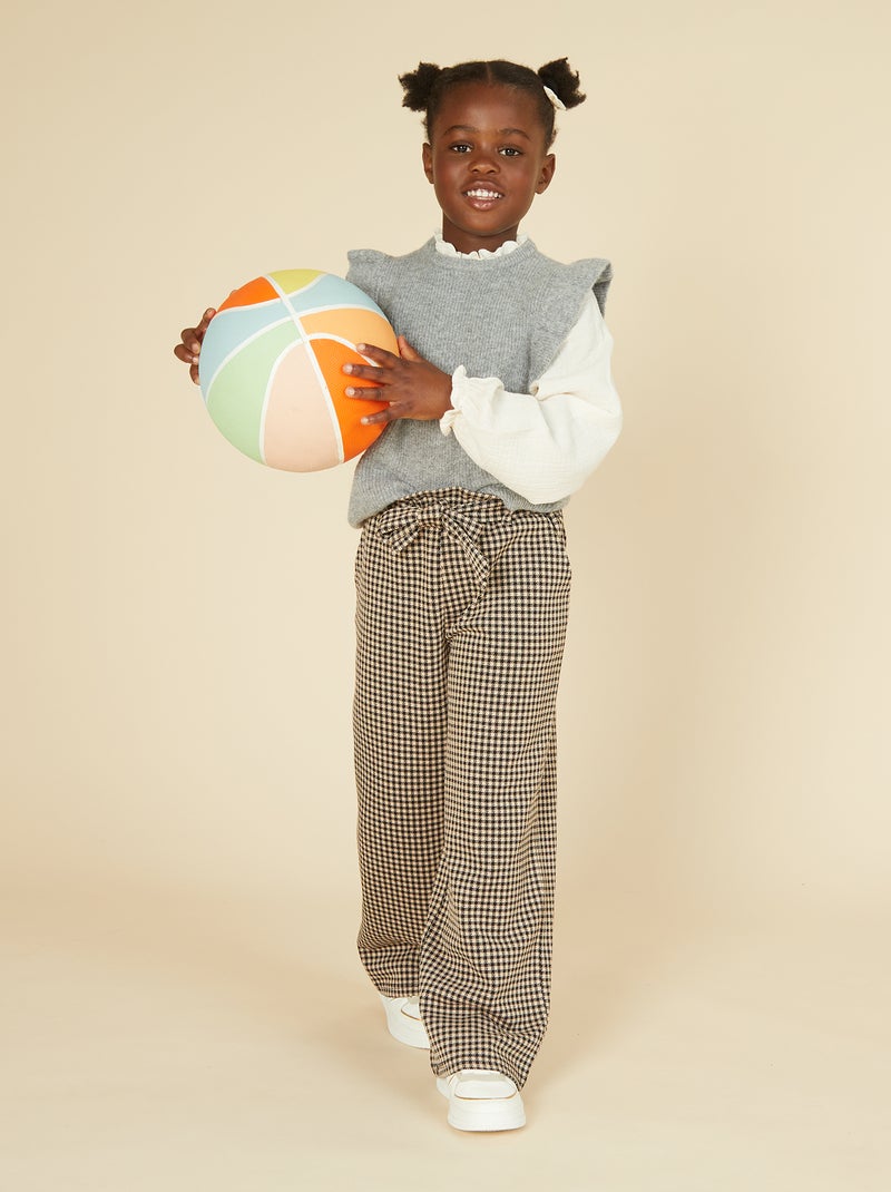 Pantalón ancho de punto milano con cinturón anudable Beige - Kiabi