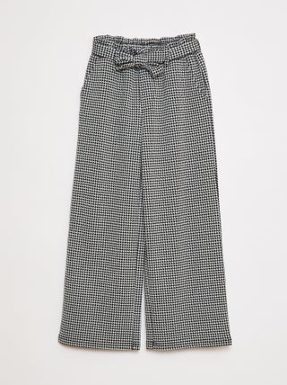 Pantalón ancho de punto milano con cinturón anudable
