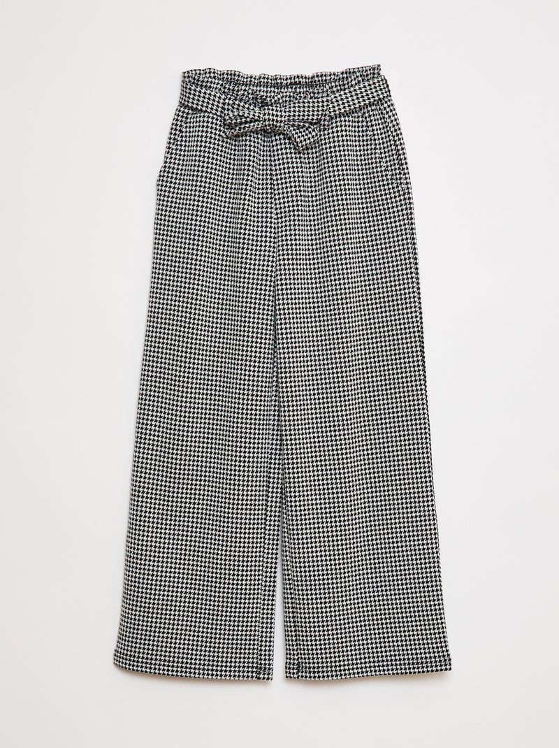 Pantalón ancho de punto milano con cinturón anudable Blanco - Kiabi