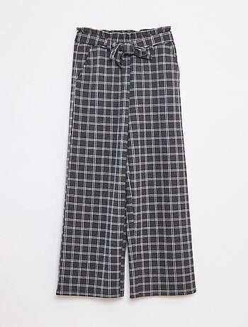 Pantalón ancho de punto milano con cinturón anudable