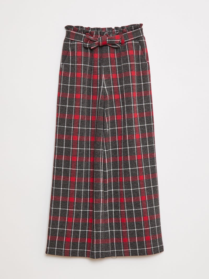 Pantalón ancho de punto milano con cinturón anudable Rojo - Kiabi