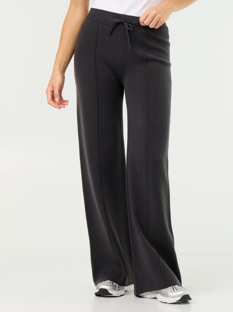 Pantalón ancho de punto Negro - Kiabi