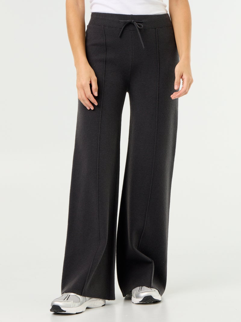 Pantalón ancho de punto Negro - Kiabi