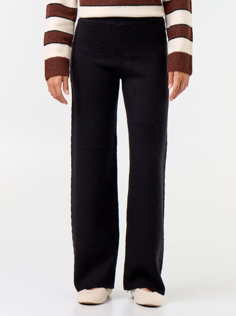 Pantalón ancho de punto Negro - Kiabi
