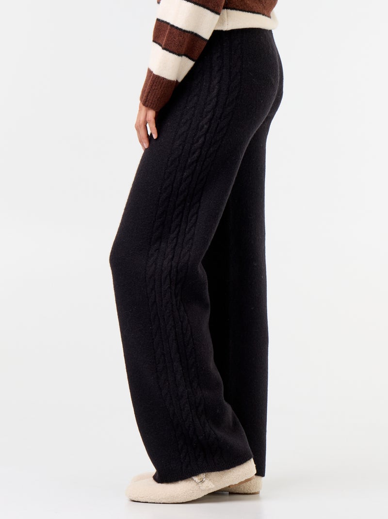 Pantalón ancho de punto Negro - Kiabi