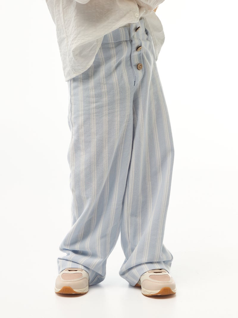 Pantalón ancho de punto piqué - colección fácil de poner Azul - Kiabi