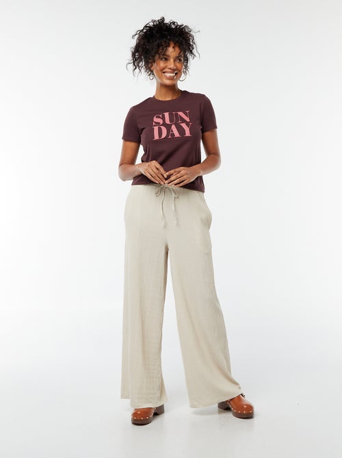 Pantalón ancho de punto plisado - Kiabi