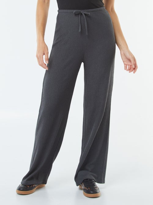 Pantalones Uniqlo Anchos-fit Plisado Mujer Gris De Pantalones De