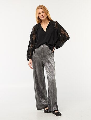 Pantalón ancho de punto plisado