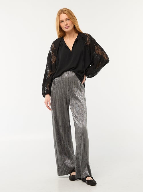 Pantalón ancho de punto plisado - Kiabi