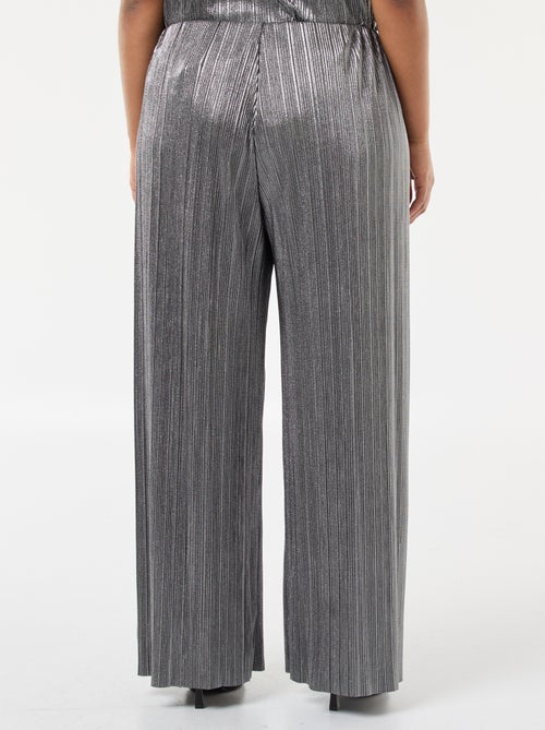 Pantalón ancho de punto plisado plateado - Kiabi