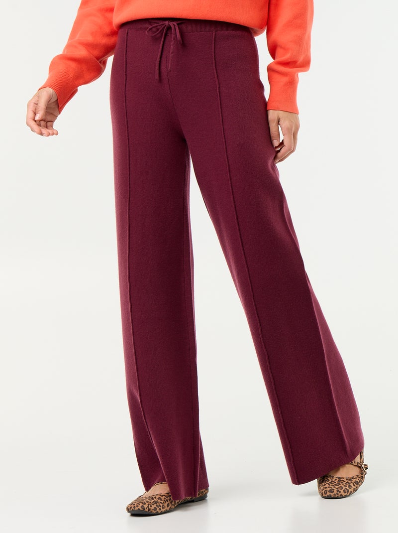 Pantalón ancho de punto Rosa - Kiabi