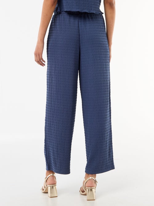 Pantalón ancho de punto smock - Kiabi