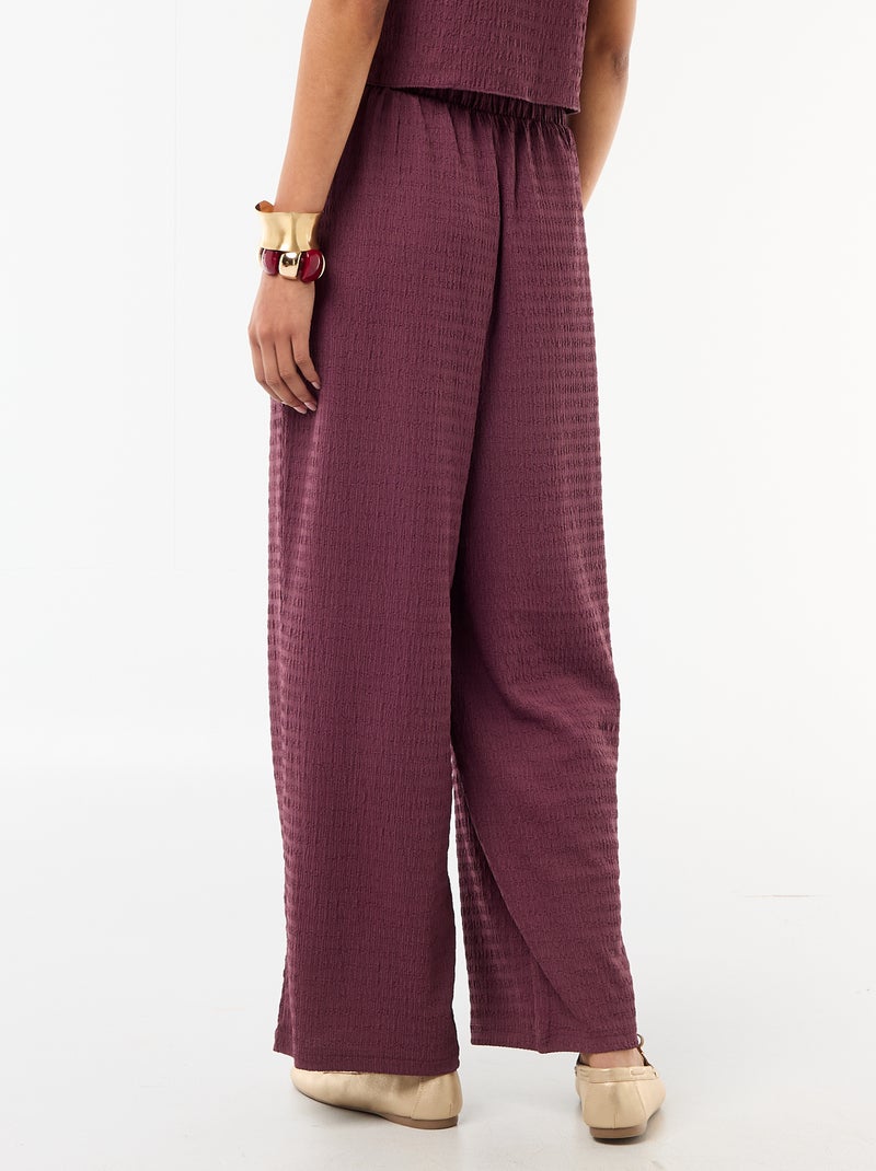 Pantalón ancho de punto smock Purpura - Kiabi