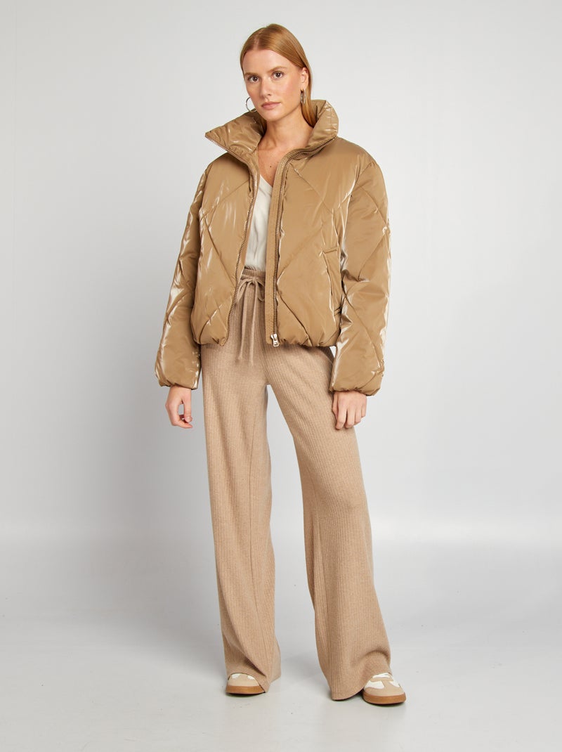 Pantalón ancho de punto suave BEIGE - Kiabi