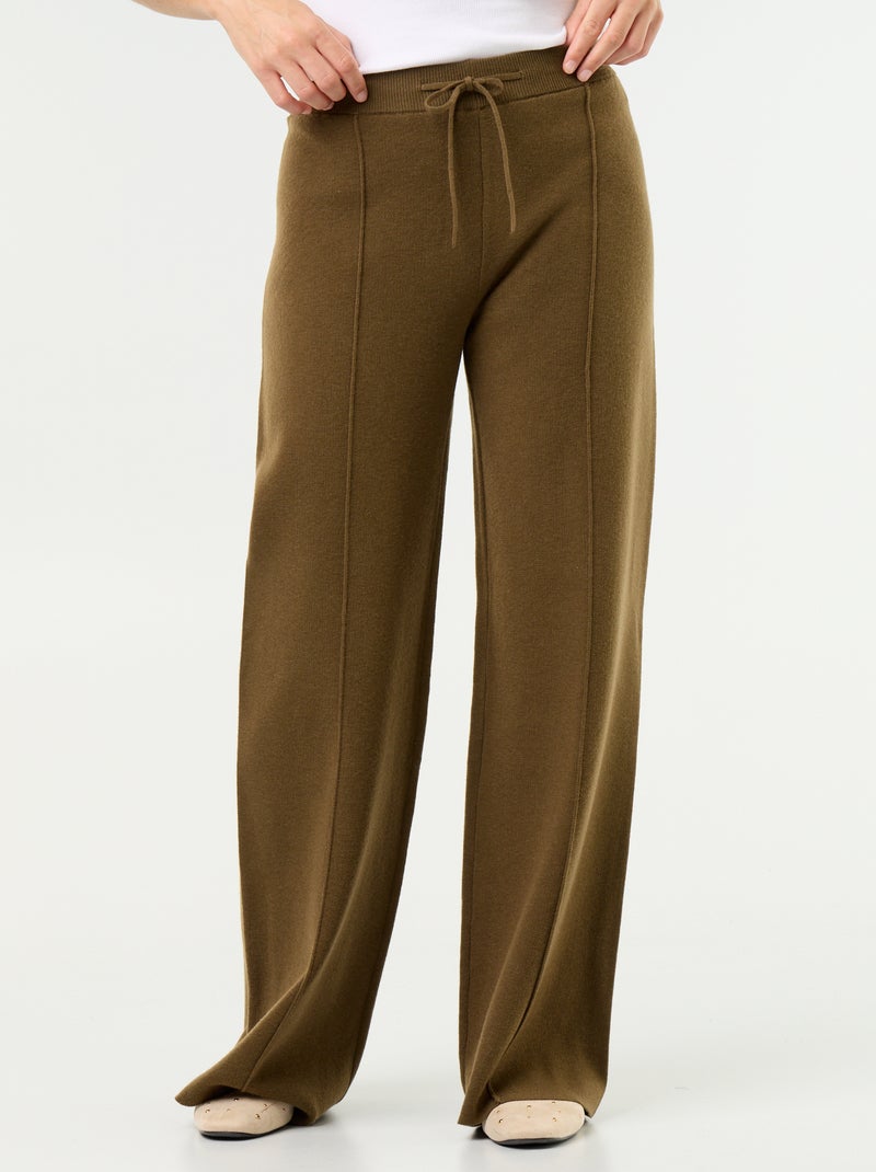 Pantalón ancho de punto Verde - Kiabi