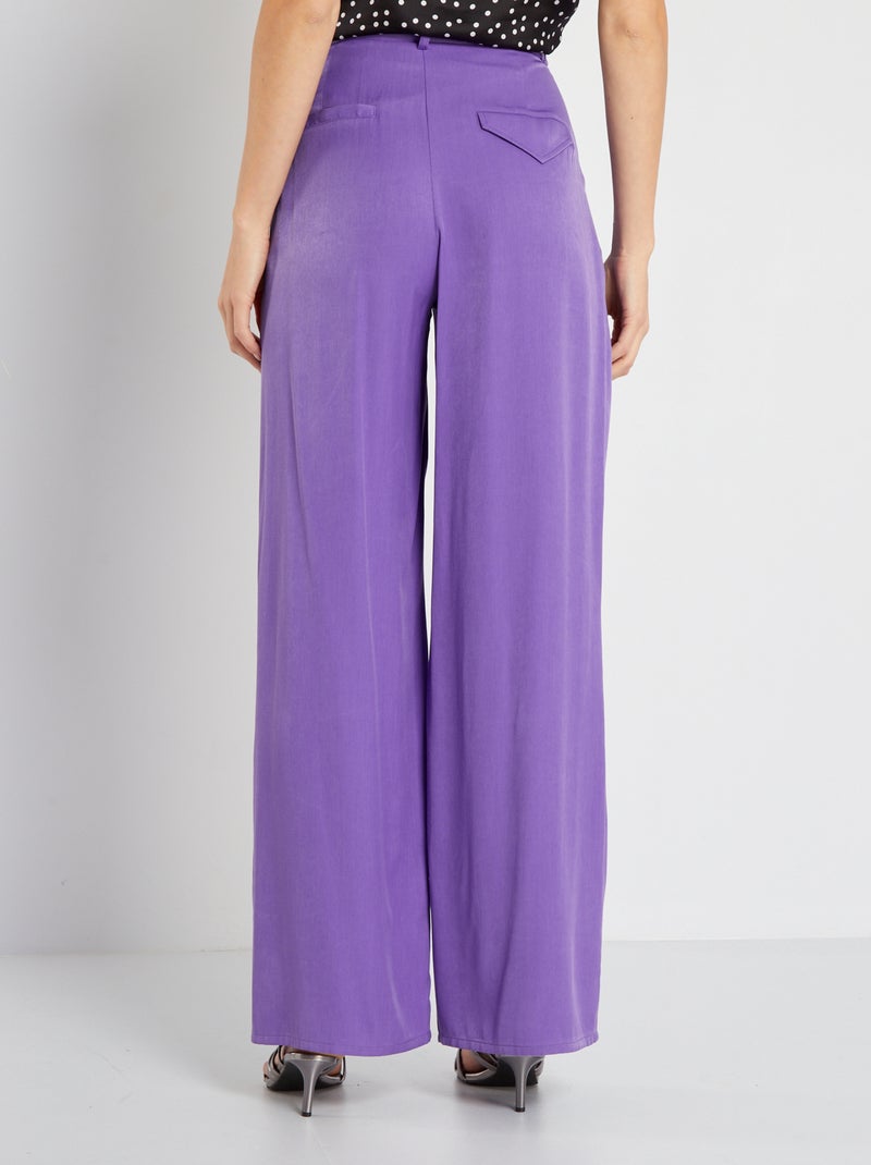 Pantalón ancho de raso liso PURPURA - Kiabi