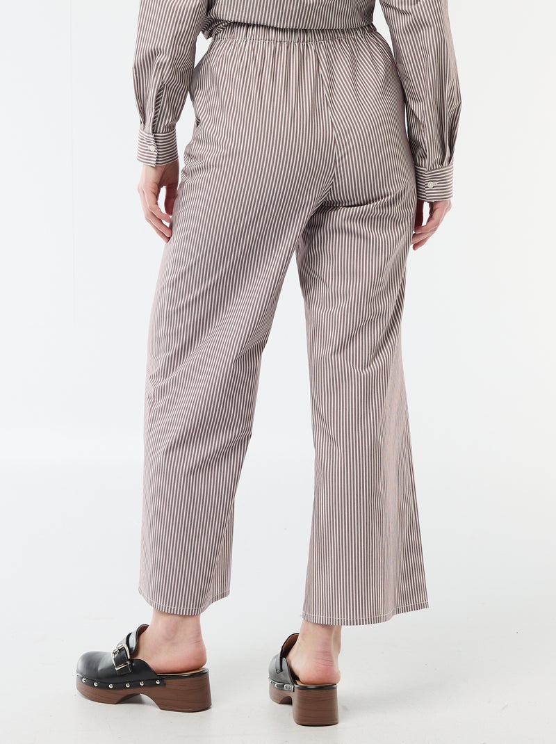 Pantalón ancho de rayas Beige - Kiabi