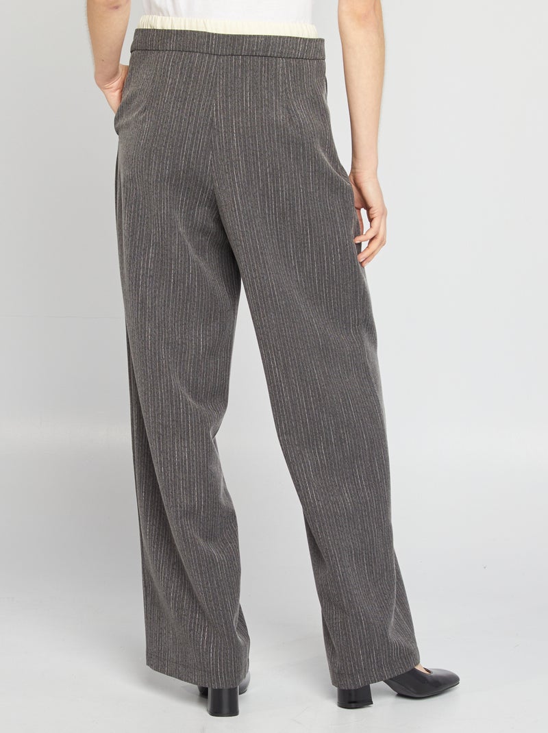 Pantalón ancho de rayas efecto 2 en 1 GRIS - Kiabi
