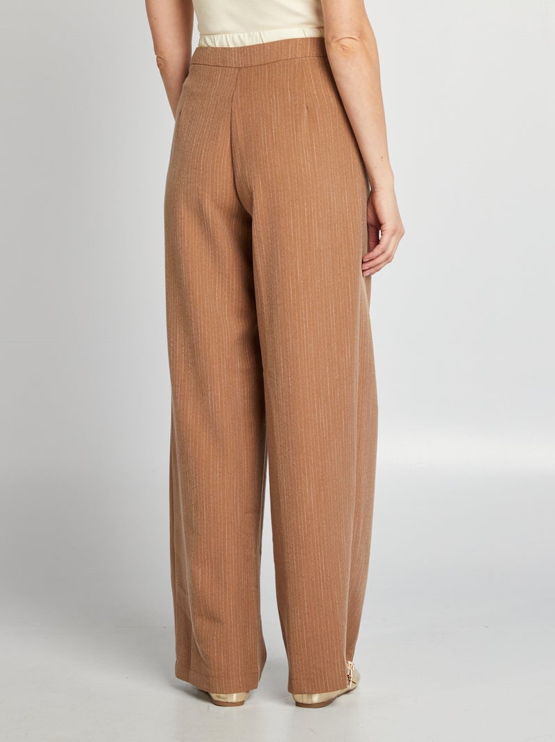 Pantalón ancho de rayas efecto 2 en 1 MARRON - Kiabi
