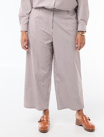 Pantalón ancho de rayas en popelina