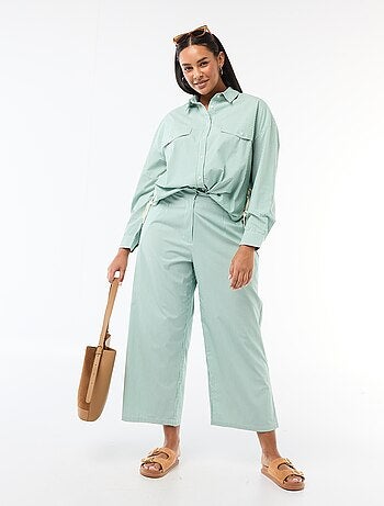 Pantalón ancho de rayas en popelina