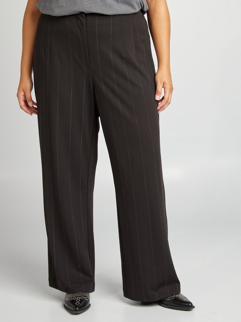 Pantalón ancho de rayas NEGRO - Kiabi