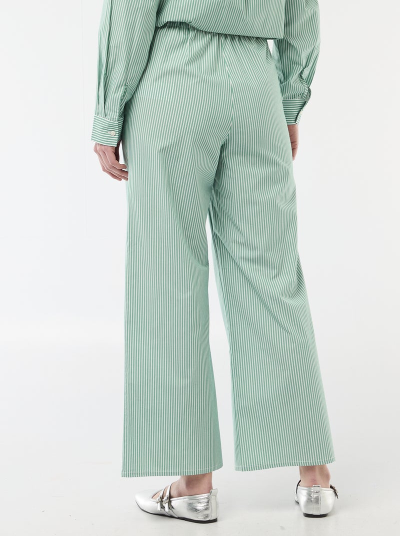 Pantalón ancho de rayas Verde - Kiabi