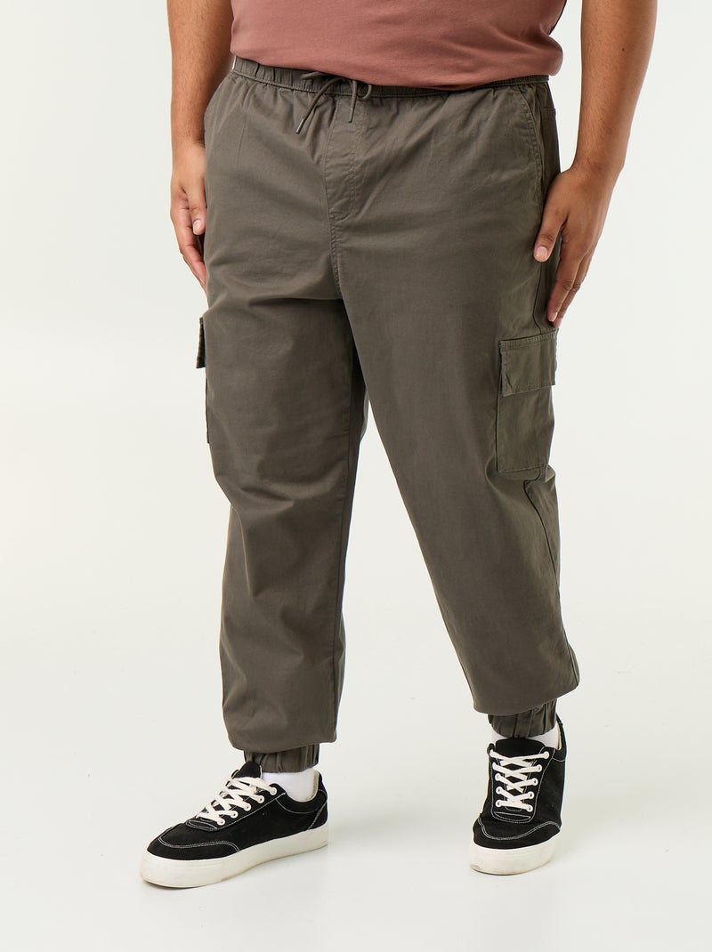 Pantalón ancho de sarga Kaki - Kiabi