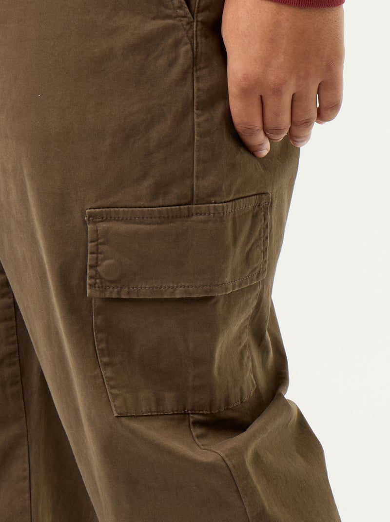 Pantalón ancho de sarga Marron - Kiabi