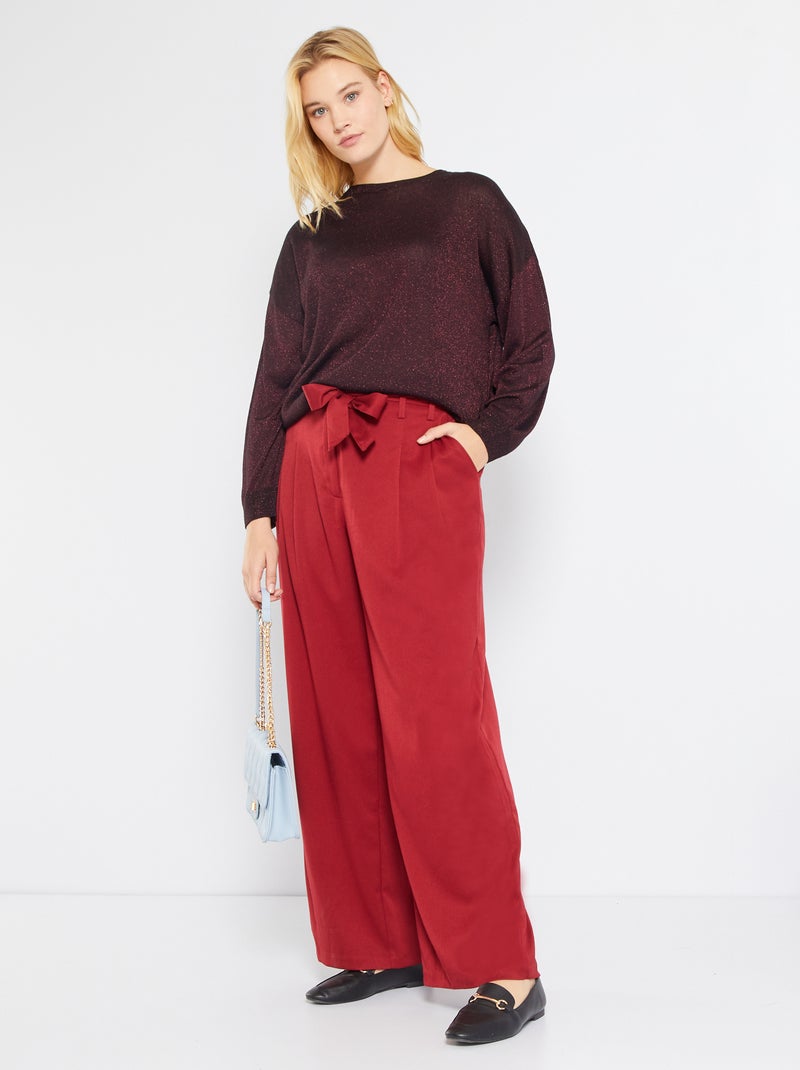 Pantalón ancho de sarga rojo burdeos - Kiabi