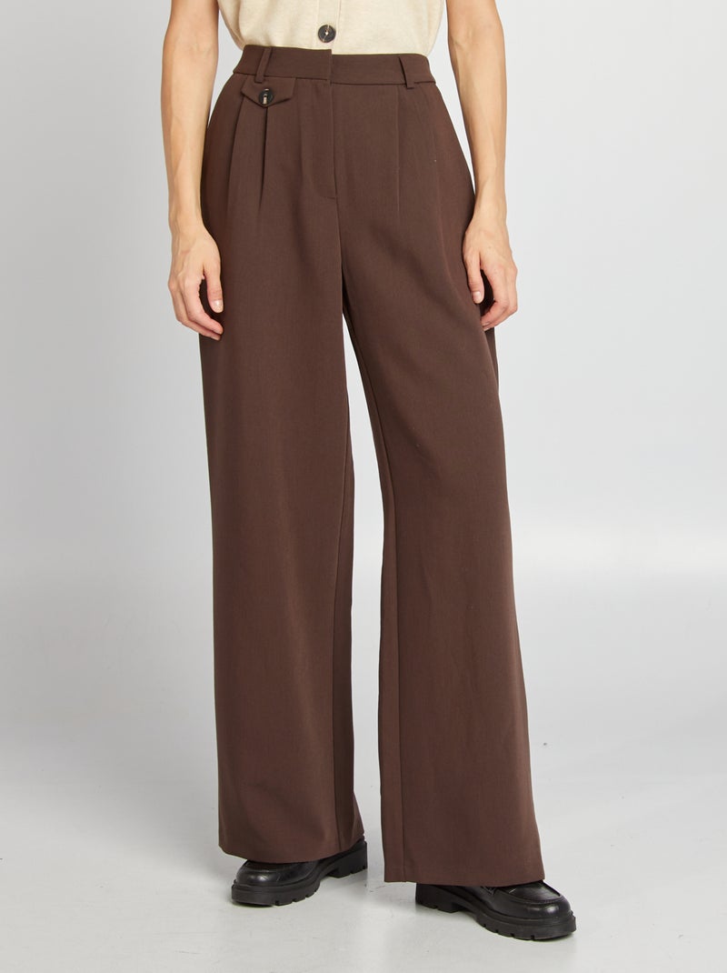 Pantalón ancho de sastre MARRON - Kiabi