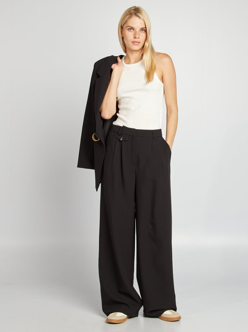 Pantalón ancho de sastre negro - Kiabi