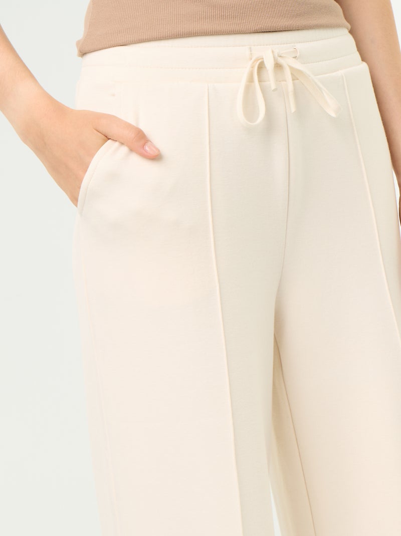Pantalón ancho de tacto suave Beige - Kiabi