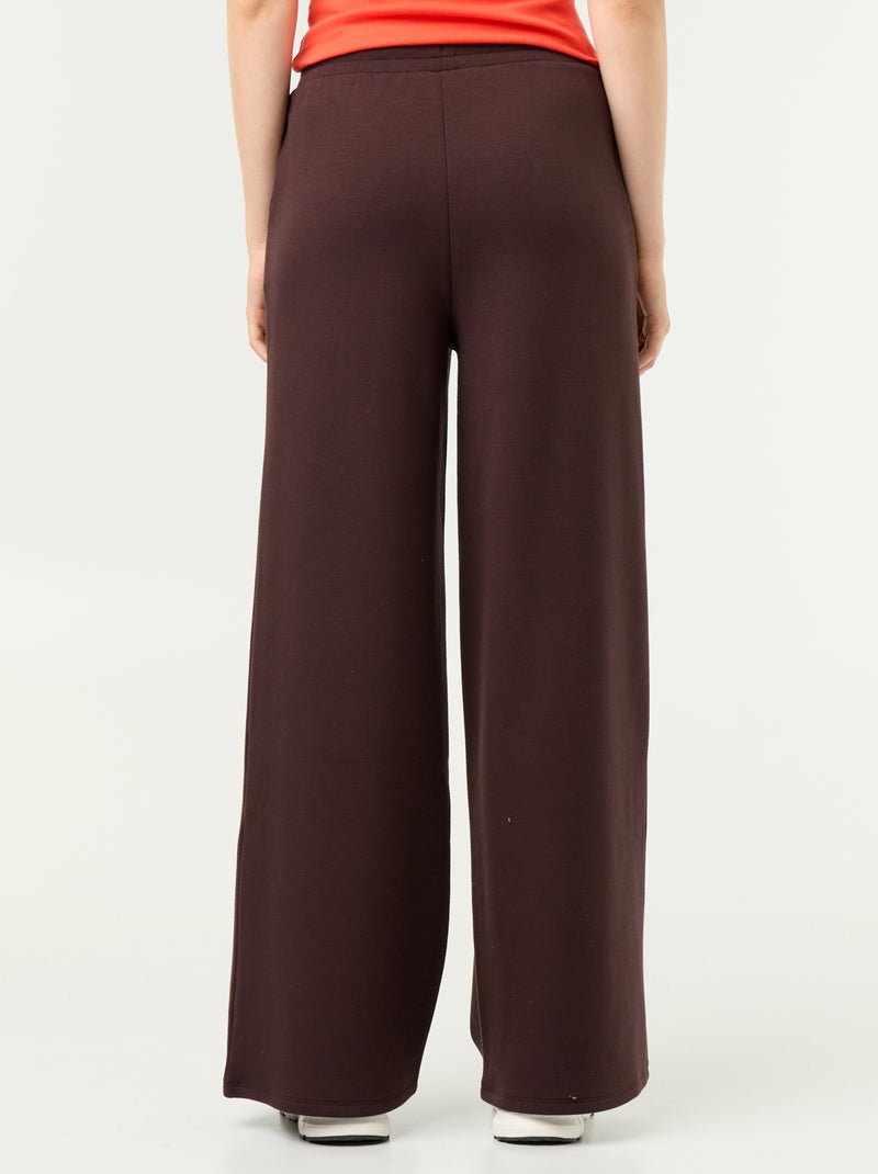 Pantalón ancho de tacto suave Marron - Kiabi
