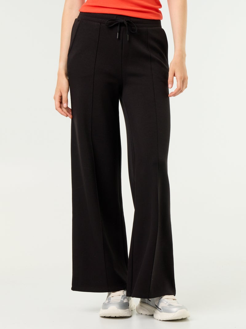 Pantalón ancho de tacto suave Negro - Kiabi