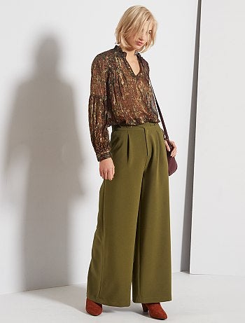 Pantalón ancho de talle alto - Kiabi