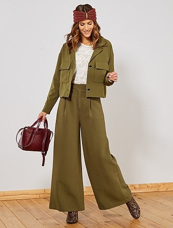 Pantalón ancho de talle alto - Kiabi