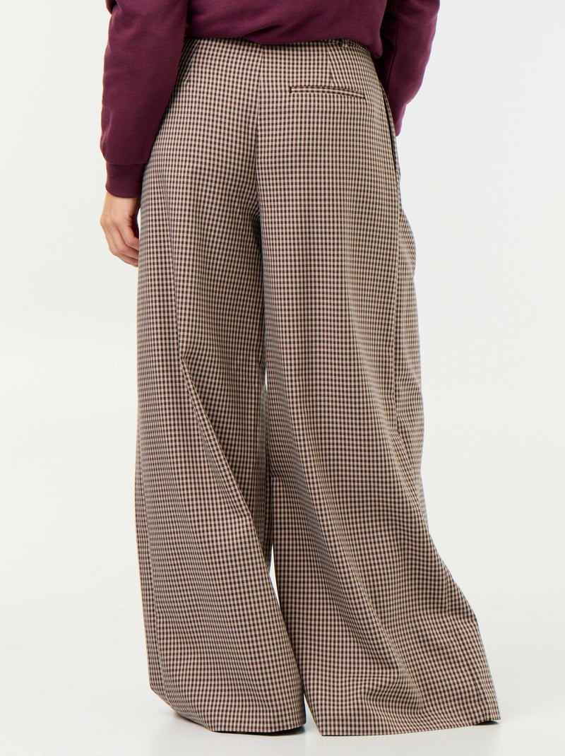 Pantalón ancho de talle alto Marron - Kiabi