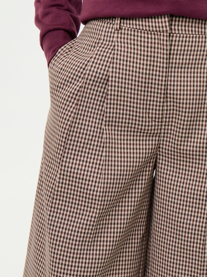 Pantalón ancho de talle alto Marron - Kiabi