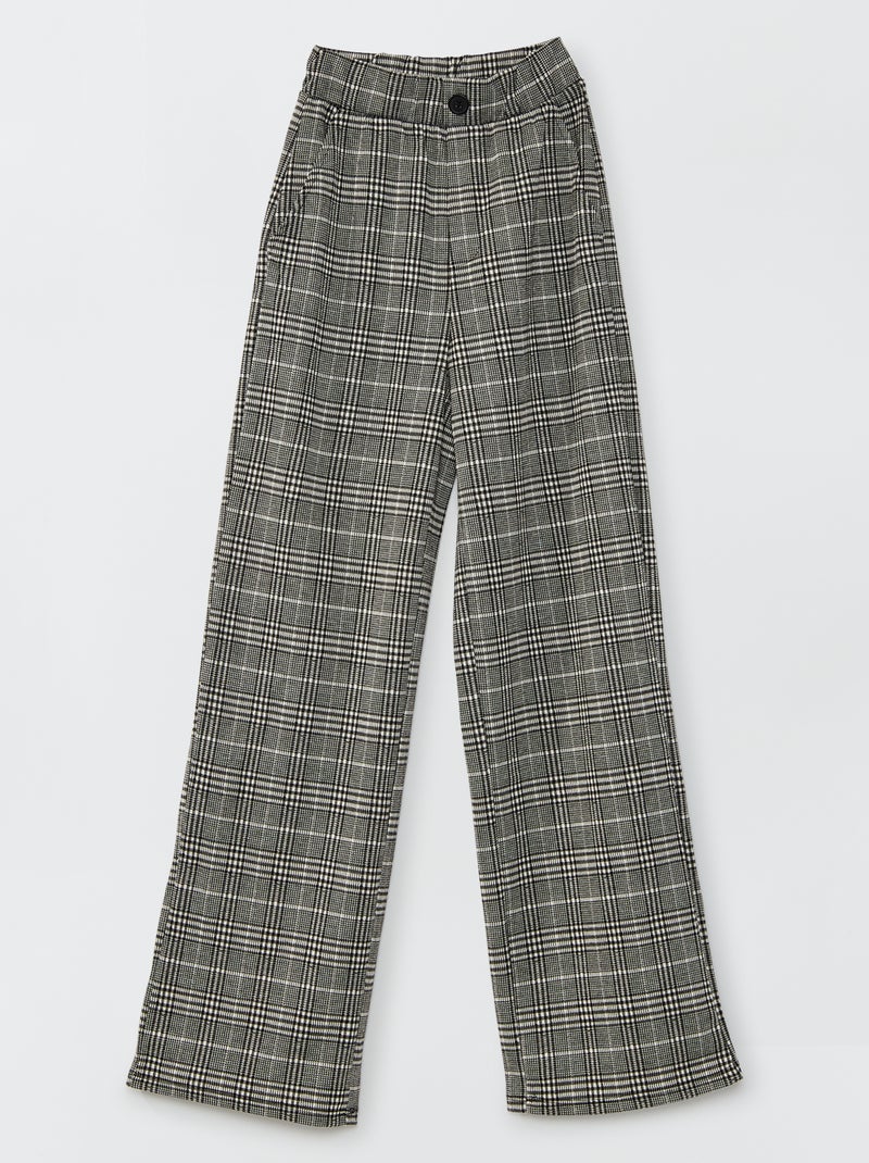 Pantalón ancho de talle alto NEGRO - Kiabi
