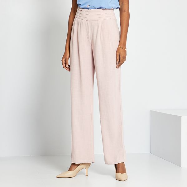 Pantalón ancho de talle alto Mujer talla 34 a 48 - PURPURA - Kiabi - 20,00€
